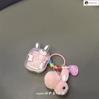 ⭐耳機保護殼 創意保護套⭐️ins透粉色小兔子適用蘋果無線藍牙耳機保護套2代3代殼airpods pro