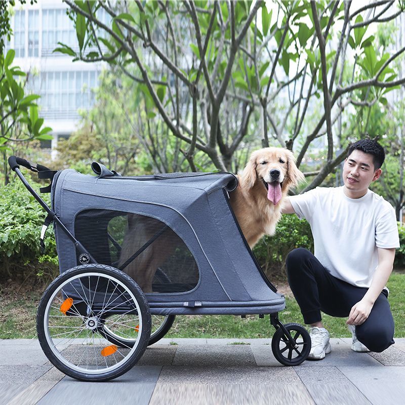 【精品】beberoad大型寵物推車輕便可折疊一鍵收車大型犬外出金毛可拖單車