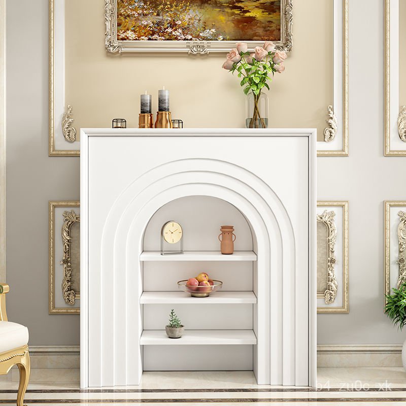 熱銷/新品 法式壁爐客廳裝飾櫃入戶壁爐玄關櫃北歐白色展示櫃美式簡約置物架