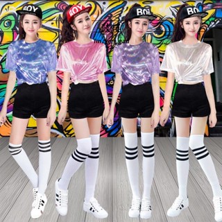 臺中店💯多巴胺穿搭啦啦隊服表演服打歌服2023新款跳舞服啦啦隊服裝女韓版套裝爵士舞蹈表演服亮片表演服潮/低價