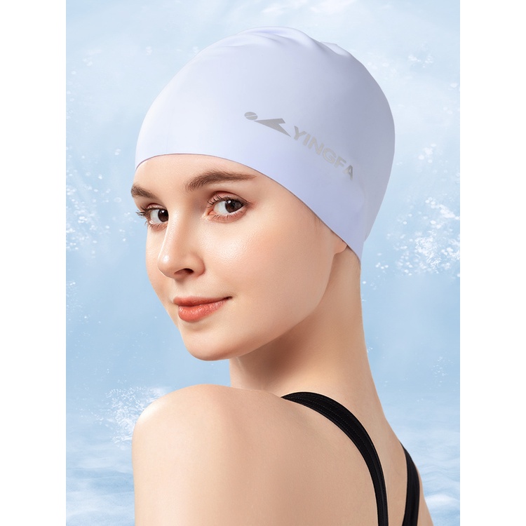 英發泳帽 女士 新款 長發 護耳 彈力 不勒頭 泳帽 男 加大號 矽膠 防水 游泳帽