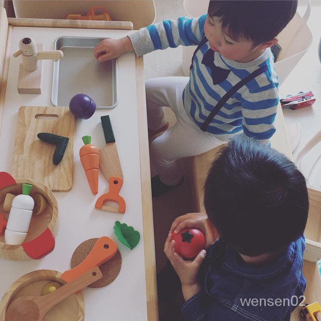 【文森母嬰】兒童磁性切切樂廚房玩具 木製女孩切水果蔬菜組閤過傢傢套裝禮物 SHID