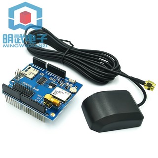 附發票 6M GPS shield GPS記錄 擴展板 GPS 模組 帶SD卡槽 +天線