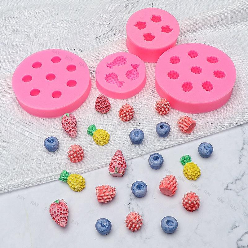 『精工品質』新款仿真水果藍莓樹莓鳳梨草莓矽膠模具 翻糖蛋糕烘培裝飾模DIY巧克力 烘焙模具