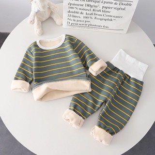 韓系 森系 寶寶 保暖衣 套裝 小孩 家居服 加絨 高腰 護肚 睡衣 嬰兒 寶寶家居服 高腰保暖衣