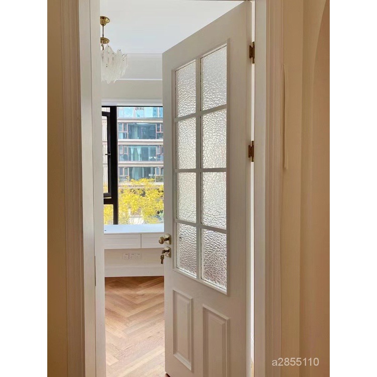 【免運】白色烤漆法式木門 複古木門 海棠玻璃木門 室內房間門 平開門