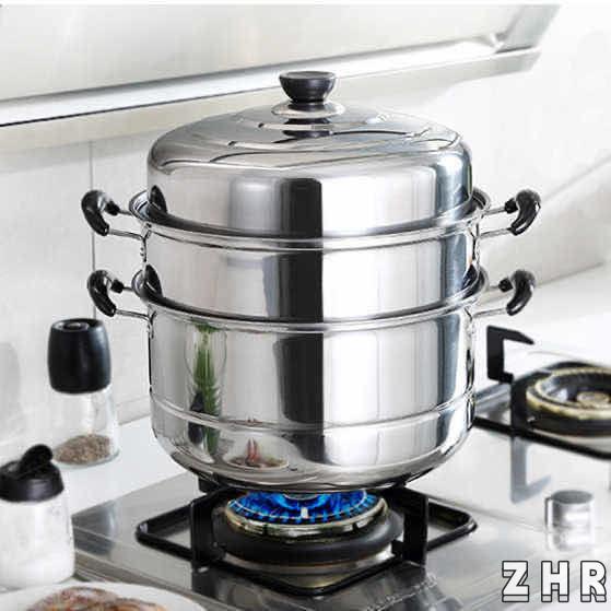 ZHR 不銹鋼蒸鍋蒸籠湯鍋家用2雙層3三層四層加厚電磁爐燃氣爐用大蒸鍋