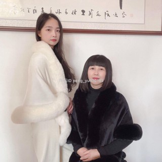 小藍書新款促銷 新娘秋冬款保暖百搭斗篷 旗袍外套 加厚時尚披肩 禮服無袖仿皮草新款