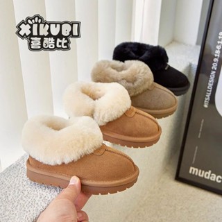 💕洋洋兒童店💕 兒童雪地靴 兒童保暖雪靴 兒童雪地靴冬季新款女童羊羔毛低幫加絨保暖棉靴男童真皮寶寶短靴