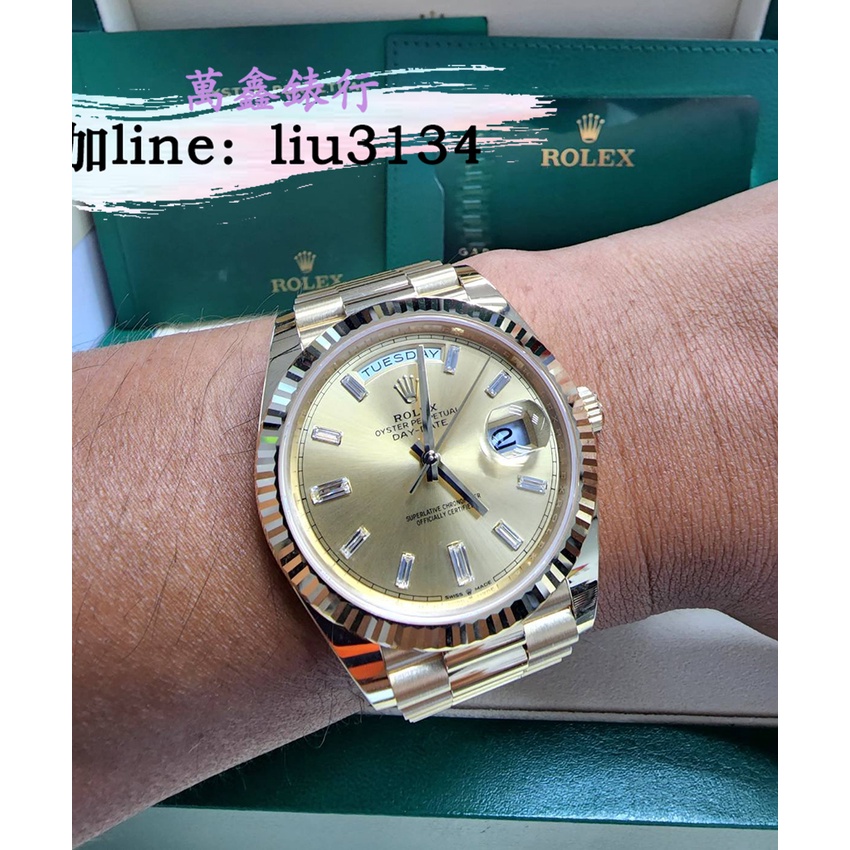 ROLEX 228238 勞力士 DAYDATE 黃K金 金面 刻度鑽 總統鍊錶帶 41mm 22.07