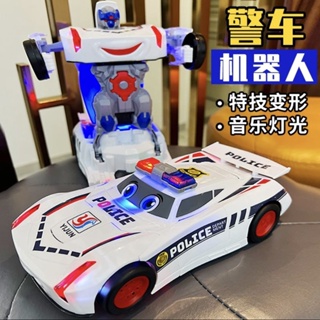抖音同款兒童電動變形警車機器人玩具燈光音樂禮物男孩汽車模型