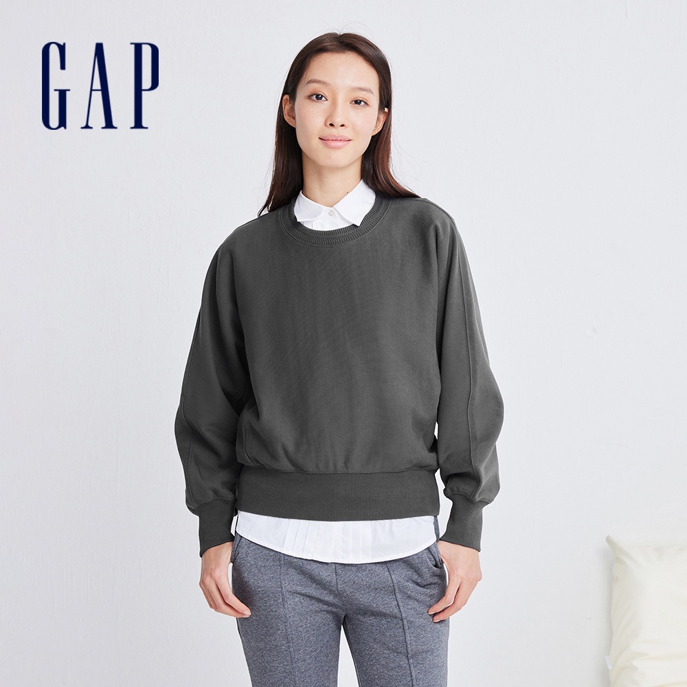 Gap 女裝 Logo純棉圓領大學T-深灰色(836112)