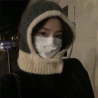 巴拉克拉法帽女秋冬季保暖圍脖一體針織毛線帽子護耳雷鋒帽