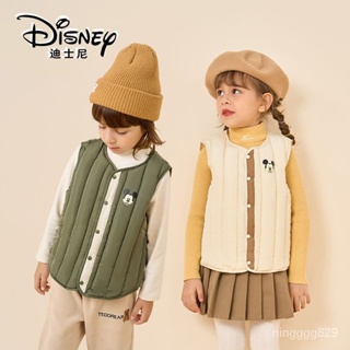 迪士尼兒童棉馬甲男女寶寶保暖背心大中小童純色坎肩嬰兒秋季衣服