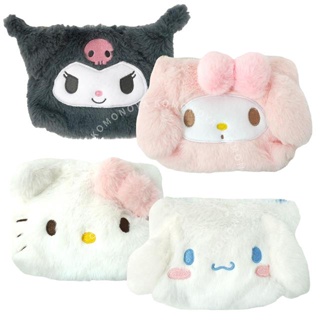 【現貨】小禮堂 Sanrio 三麗鷗 絨毛造型拉鍊收納包 (大臉款) Kitty 酷洛米