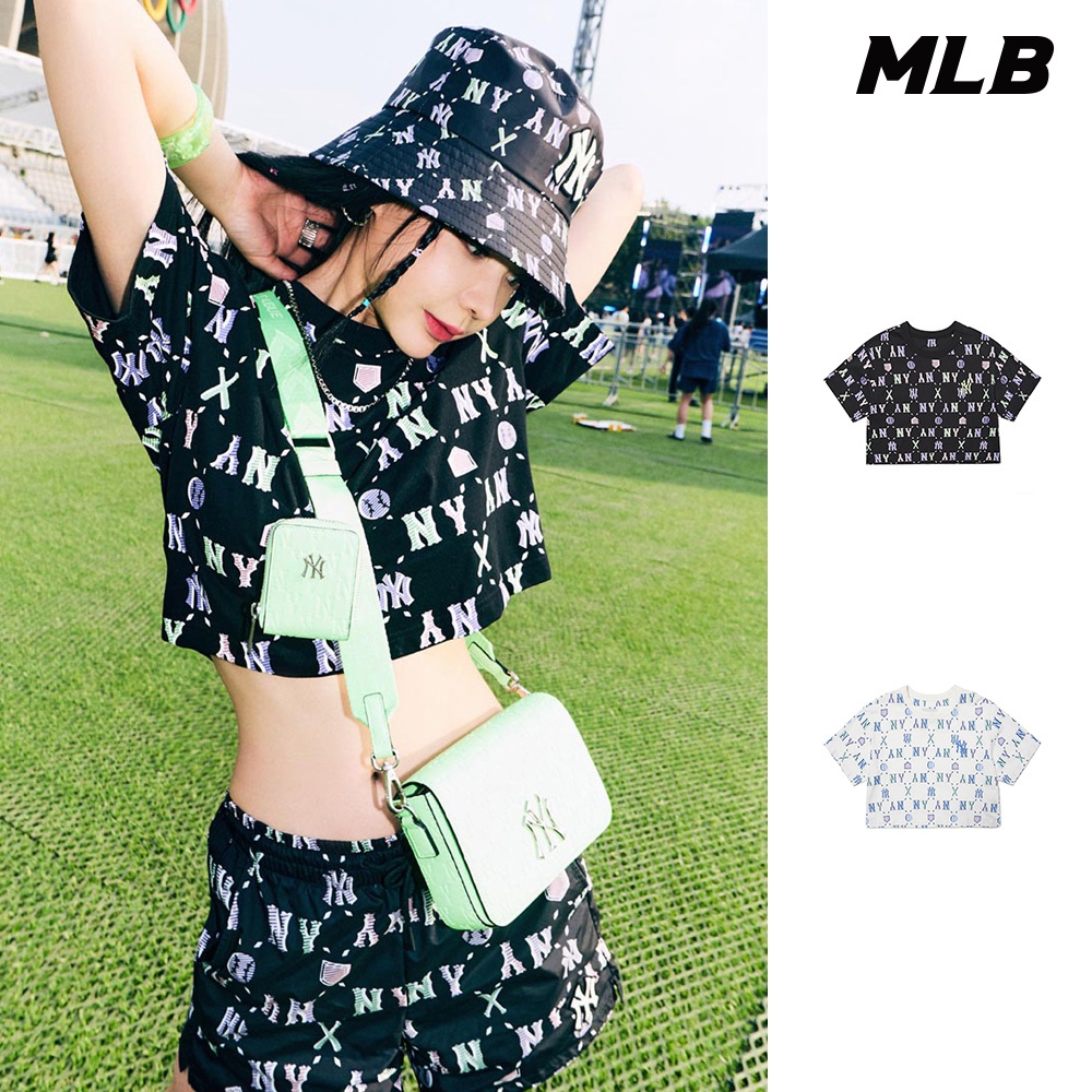 歐美代購 免稅正品 MLB 女版短袖T恤 MONOGRAM系列 紐約洋基隊 (3FTSM6023-兩色)【官方超值優惠】
