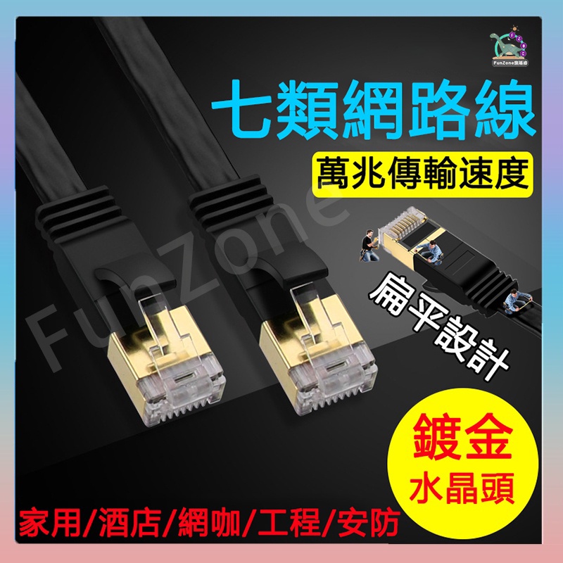 CAT7 高速網路線 網路線 RJ45 高速寬頻網路線 乙太網路線 扁平 網路線 屏蔽網路線 1米-30米七類扁平 ws