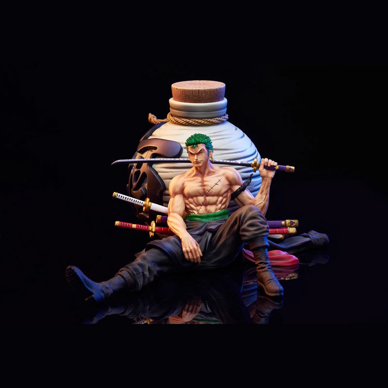 HS酒壺索隆14cm海賊王羅羅諾亞索隆gk手辦禮品雕像模型【世順屋】