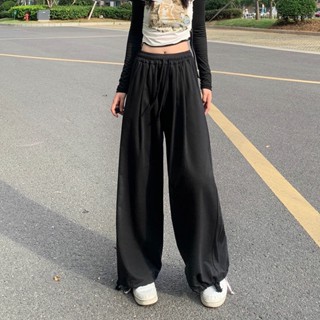 【Laiwu】運動褲 休閒褲 長褲 闊腿運動衛褲女拖地長褲子春夏季韓版ins抽繩束腳直筒休閑燈籠褲