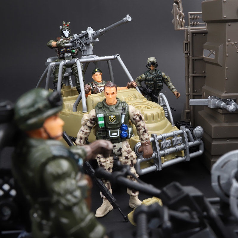可動人偶 模型 JEU戰車軍事兵人禮盒套裝 3.75寸軍人公仔悍馬戰機人偶沙盤玩具