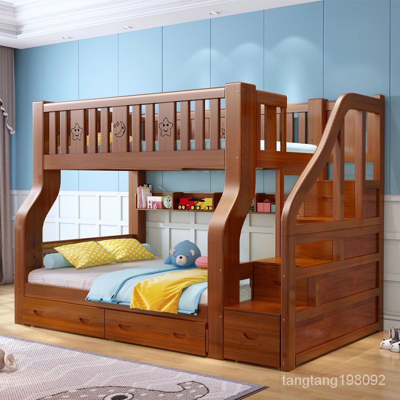 萬達木業 實木上下床雙層床組閤兩層子母床高低床上下鋪木床兒童床一件代髮 床架 高架床 高腳床 雙層床架 鐵床架 雙層床