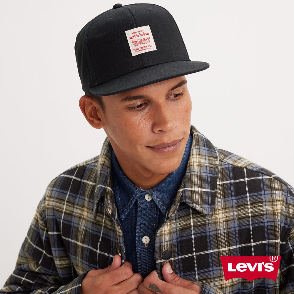 Levis 可調式工裝版帽 / 雙馬標誌布章 / 黑 男女 D7820-0003 人氣新品