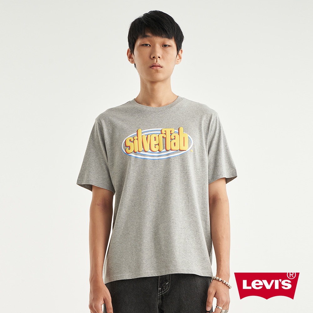 Levis Silver Tab銀標系列 寬鬆版短袖T恤 復古點唱機Logo 麻花灰 男 16143-1007 人氣新品