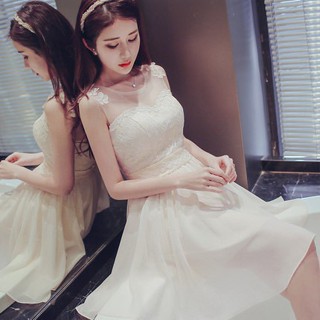 畢業禮服 結婚禮服 洋裝 伴娘服短款裙子 伴娘團禮服 姐妹裙香檳色小禮服 畢業晚禮服 畢業服 連衣裙 伴娘