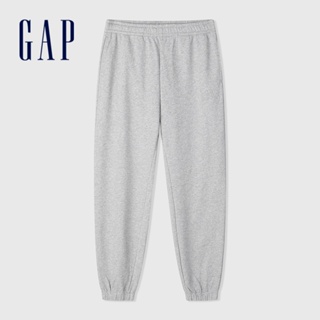 Gap 男裝 Logo束口鬆緊棉褲 碳素軟磨法式圈織系列-淺灰色(889521)