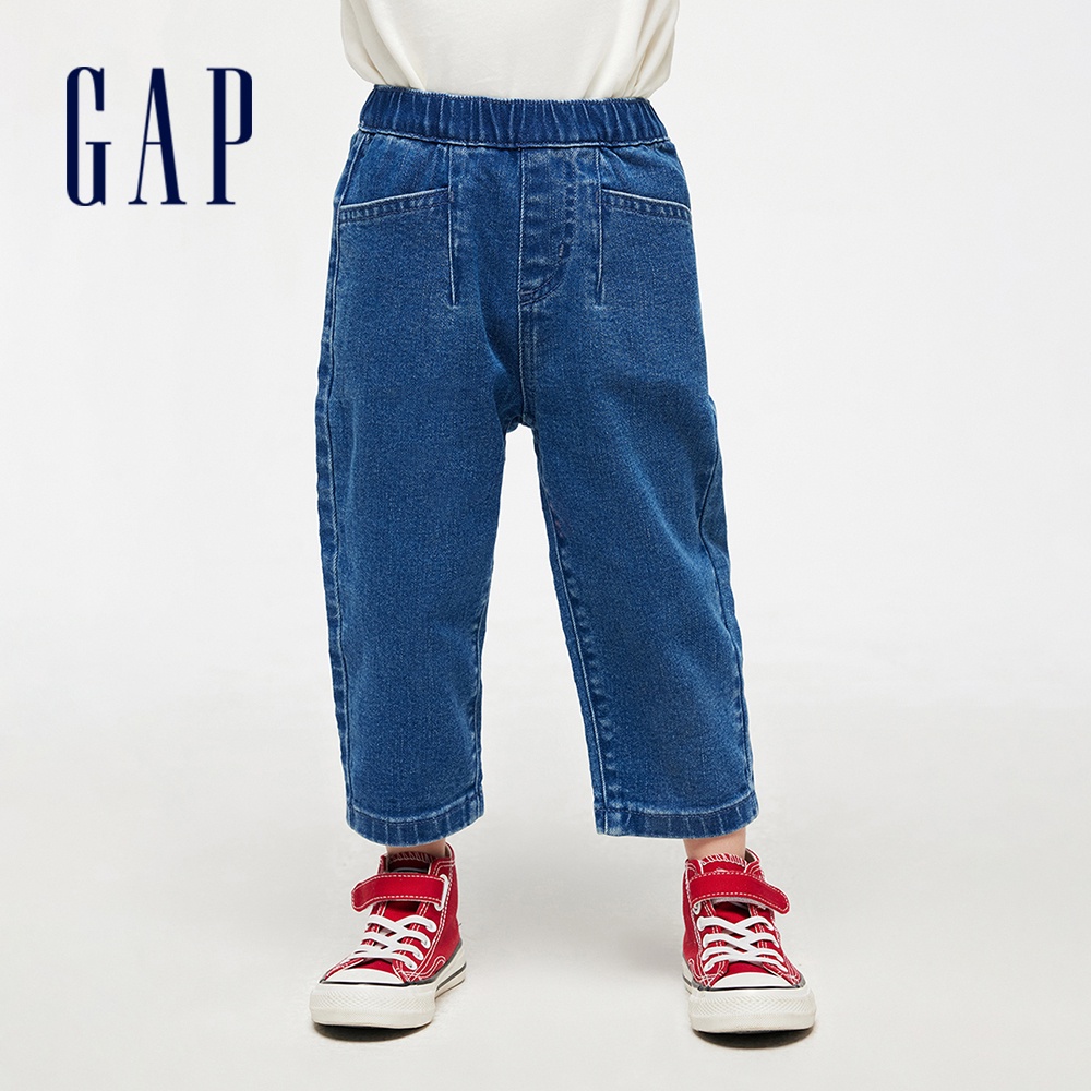 Gap 男幼童裝 鬆緊錐形牛仔褲-深藍色(892009)