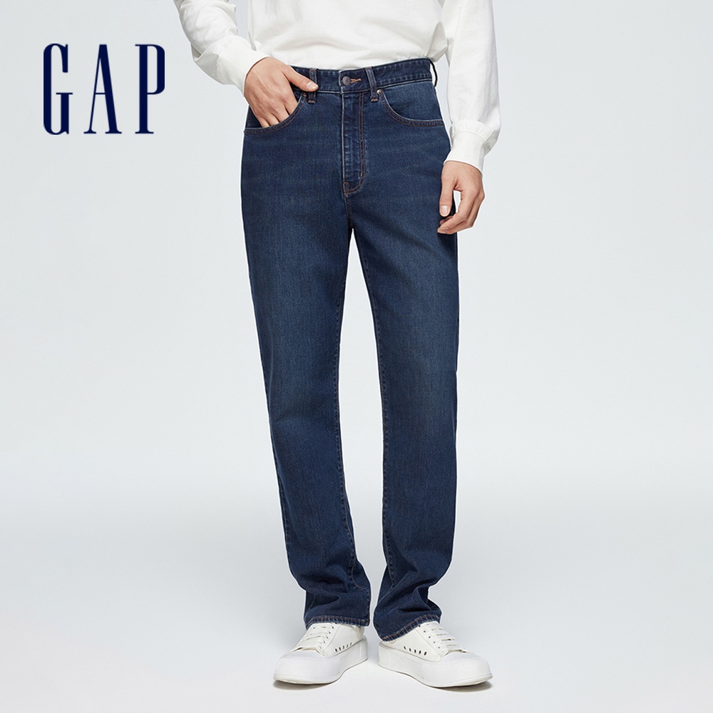 Gap 男裝 直筒牛仔褲-深藍色(892083)