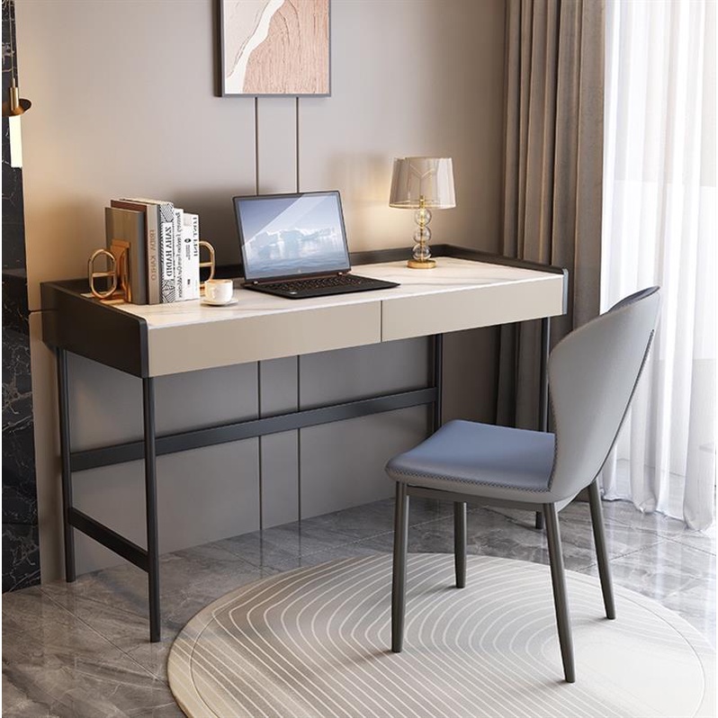 🌟艾尼斯精選🌟意式岩板輕奢現代書桌卧室台式電腦桌家用寫字台簡易辦公桌小戶型
