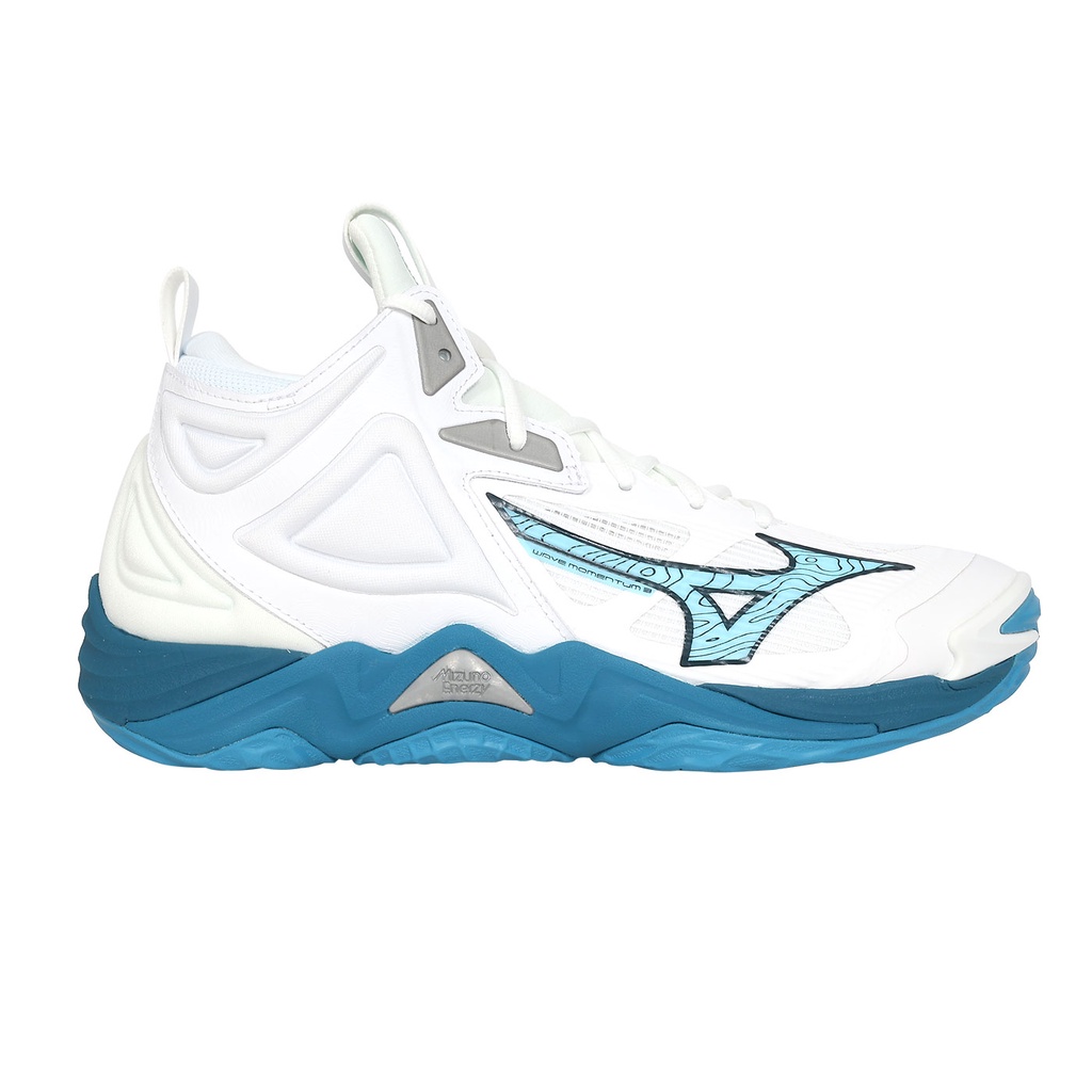 MIZUNO WAVE MOMENTUM 3 MID 男高筒排球鞋( 運動「V1GA231721」 白水藍湖藍