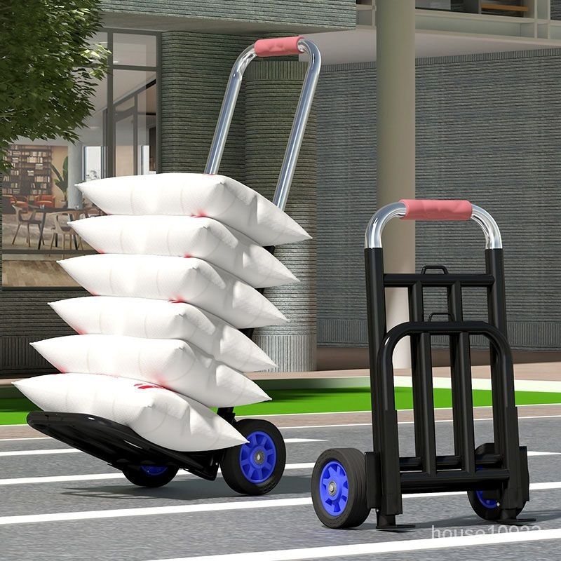 台灣熱銷傢用手拉車加厚折疊拉車便攜式購物車移動小推車拉貨可折疊免安裝