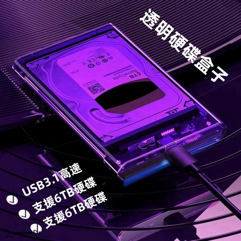 【SUN】2.5吋透明硬碟盒 USB 3.1外接筆電硬碟盒 硬碟外接盒 硬碟保護盒 硬碟收納盒 高速移動硬碟盒 多色可選