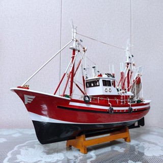仿真中式限定實木漁船模型擺件家居裝飾品海洋工藝船一帆風順生日禮物新品