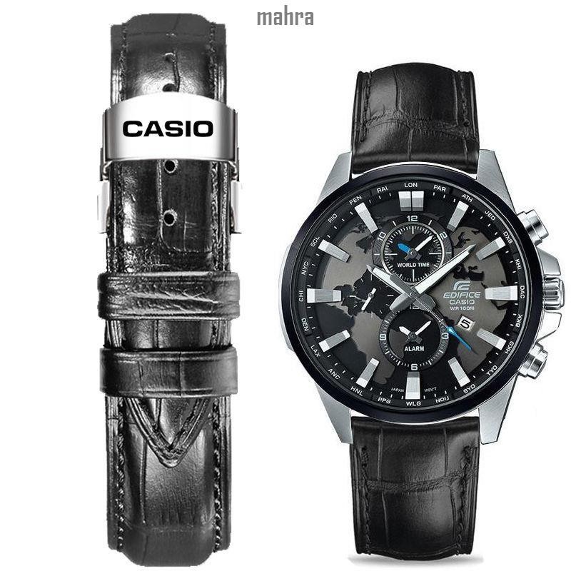【隨心搭配】卡西歐真皮手錶帶 EFR-303L EQB-501 EFS-S500 506男蝴蝶扣表鏈22