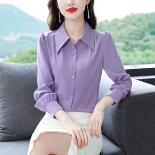 高檔襯衫女長袖秋季新款時尚氣質襯衣顯瘦遮肚子洋氣打底上衣女裝長袖 襯衫 女 寬鬆襯衫