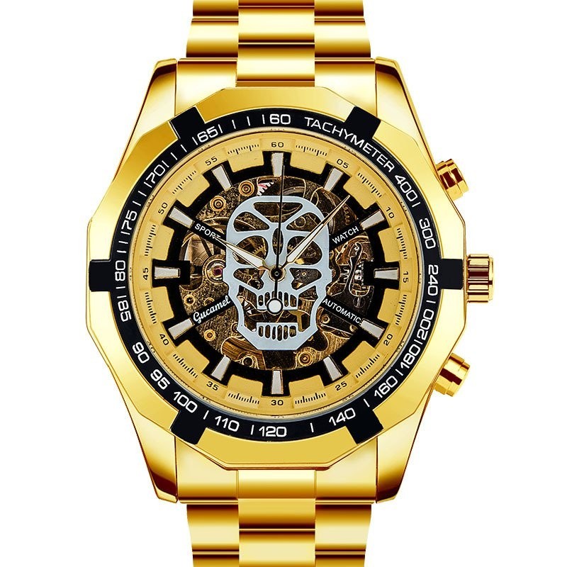 古駝自動機械手錶 時尚鏤空金色自動機械錶 爆款商務骷髏錶 時尚男錶 手錶 商務休閒手錶 男士手錶 運動手錶 生日禮物 8