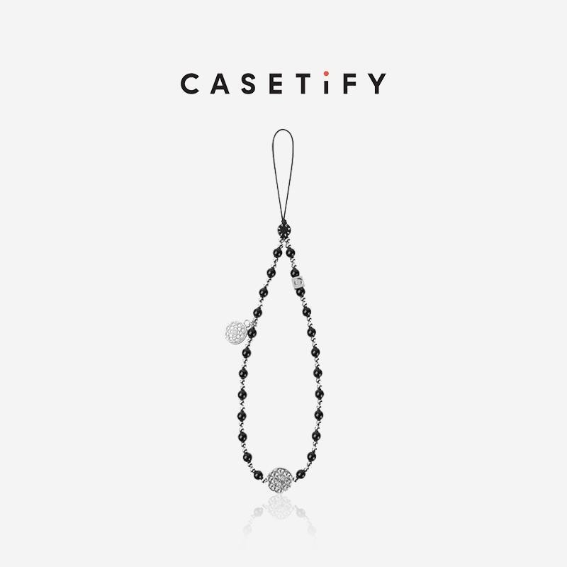 官官同款 正版CASETiFY 適用于iPhone全系列 黑瑪瑙掛鏈配件掛繩