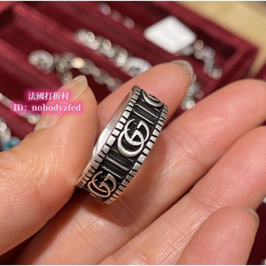 二手精品 古馳 GUCCI戒指 551899 雙G 銀戒指 復古戒指 情侶戒指 男女通用 時尚配件