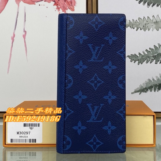 LV 路易威登 BRAZZA 男夾 藍色長款錢包 錢夾 M30297 皮夾