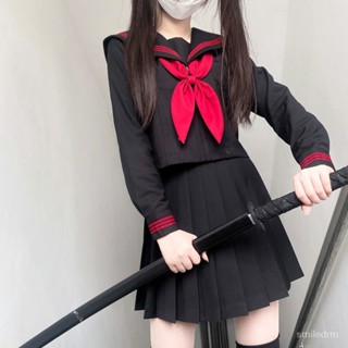 【砂糖の時光】【神北JK】原創赤紅三本jk製服正版套裝不良長裙基礎款全套水手服
