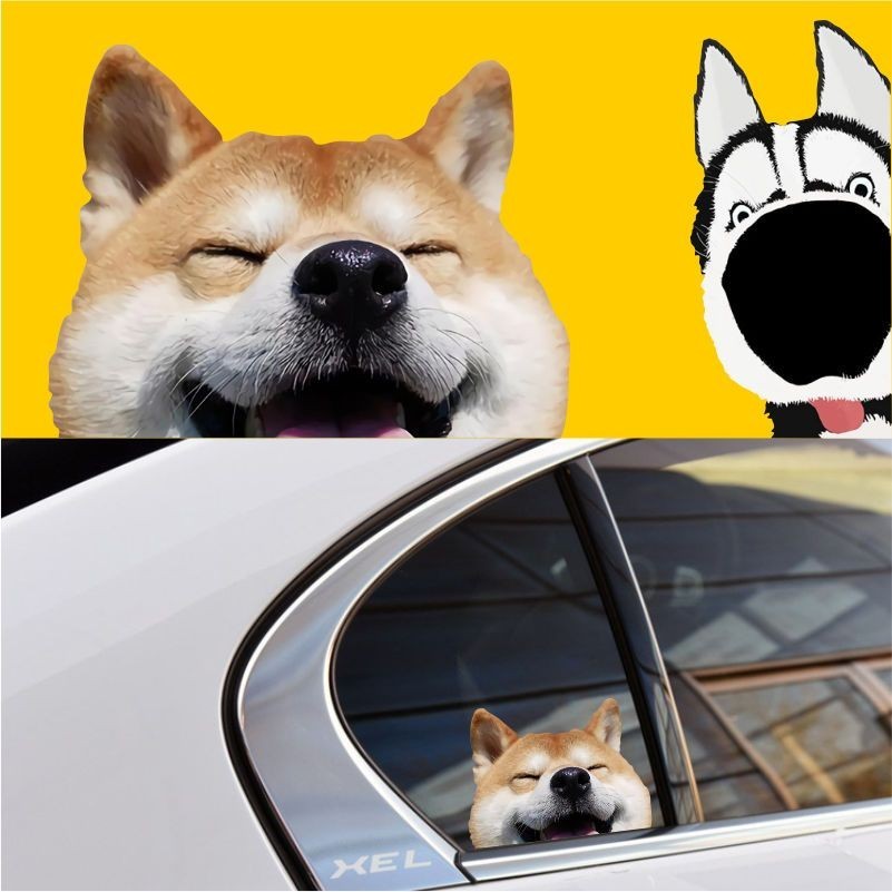 𝑩𝑩🎉 柴犬二哈狗子寵物搞笑創意車窗電動車個性搞笑車身網紅貼紙