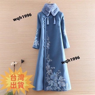 免運🔥【寶梵花服飾】大碼國風旗袍外套 中國風長袖改良旗袍 中式連衣裙 復古刺繡時尚中長款裙子女裝女裝