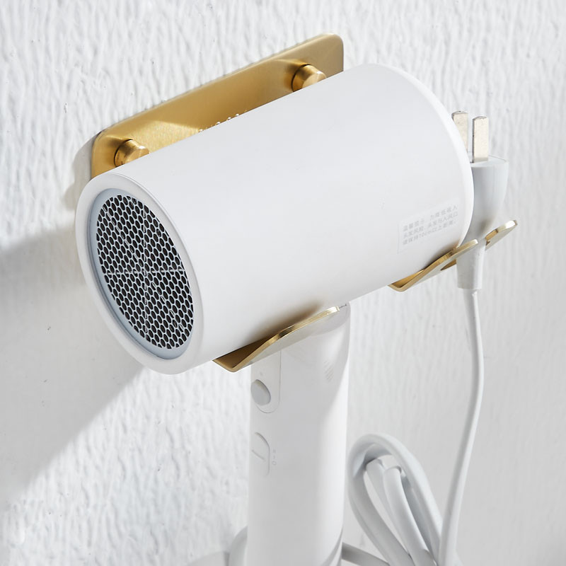 衛浴選擇 免打孔吹風機架不鏽鋼浴室壁掛電吹風支架金色衛生間吹風機收納架子家裝實用裝飾