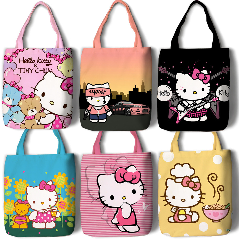 陸團團✨hello kitty凱蒂貓凱迪貓購物袋單肩袋學生帆布包手提簡約禮品袋