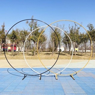 婚慶道具鐵藝單桿圓環架子戶外婚禮氣球派對圓形拱門場景佈置路引 圓形拱門支架 拱門架子