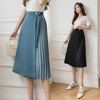 ✳不規則百褶遮胯A字裙 夏季新款一片式中長通勤裙子 氣質OL短裙YC666