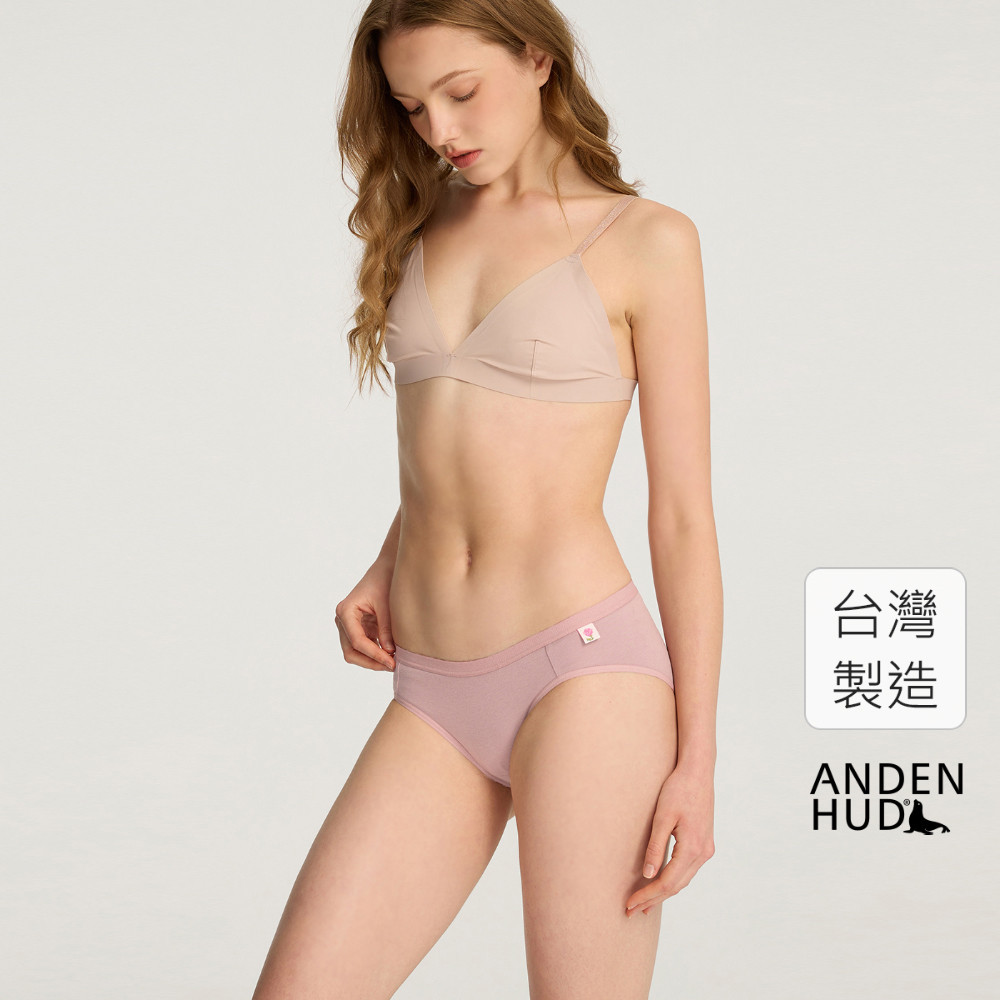 【Anden Hud】Love Story．低腰三角內褲(紫烟-玫瑰夾標) 純棉台灣製